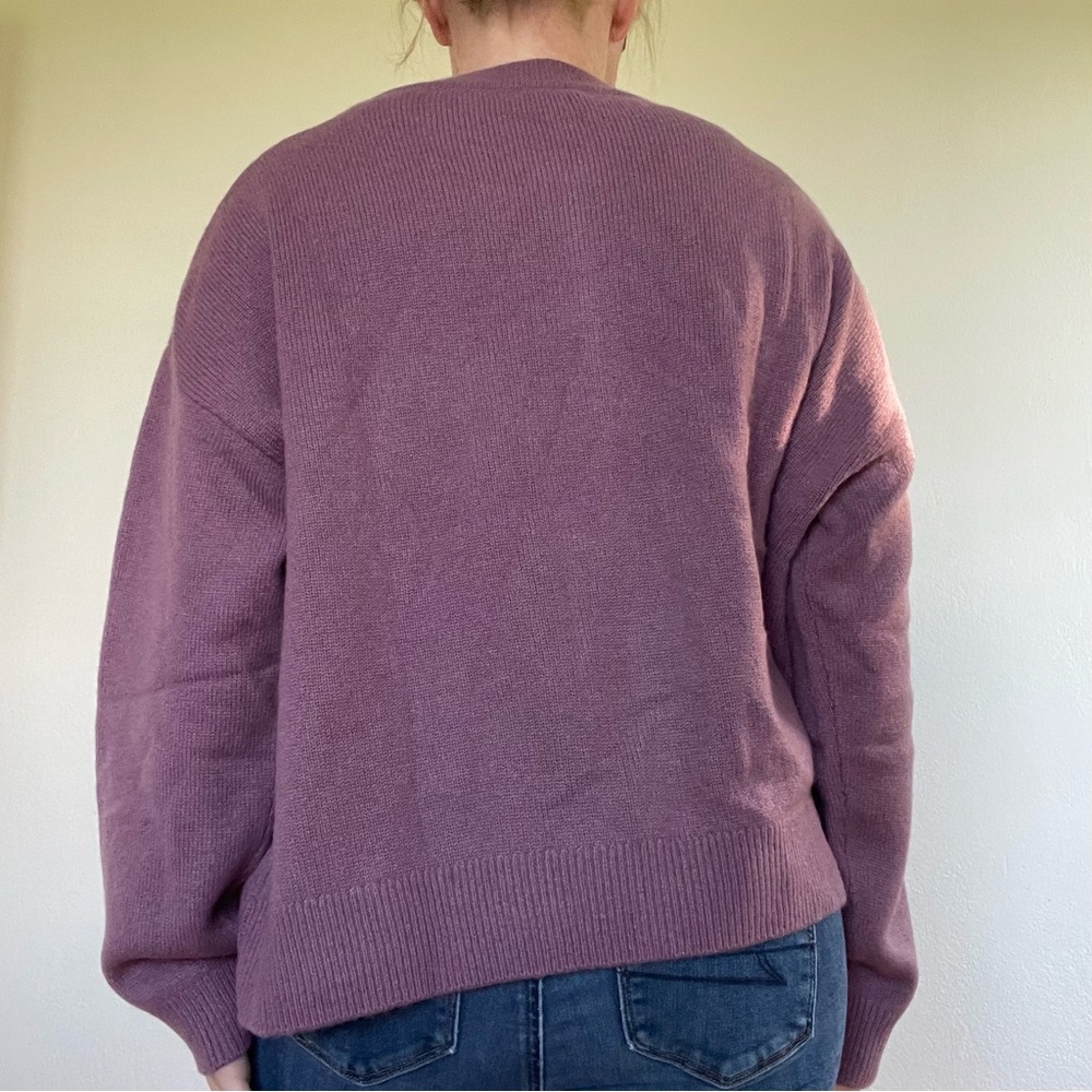 Garnet Hill Cashmere Crewneck Sweater in Plum - Picture 3 of 9